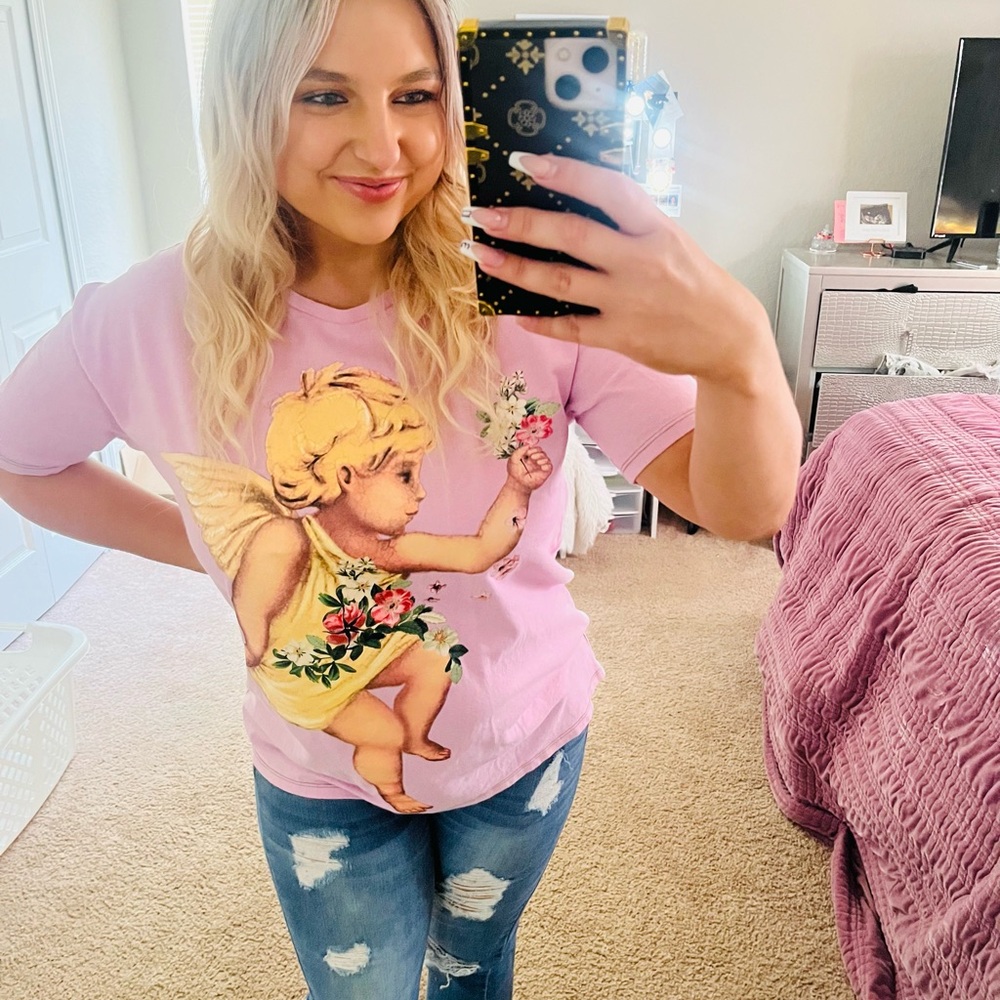 Pink Angel Graphic  T-Shirt